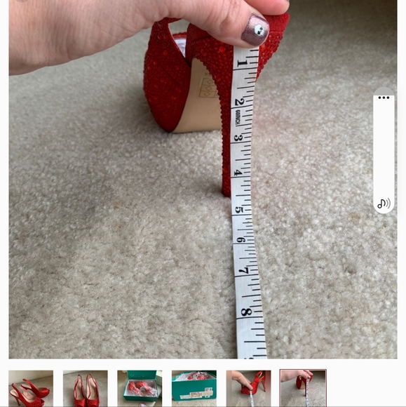 Lauren Lorraine Ruby Red Peep Toe 5” Heels with cushions Size 8 *Like New* - Picture 5 of 6